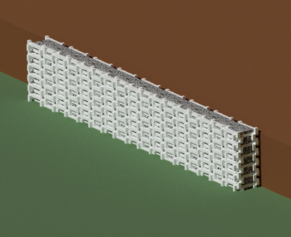 Projeto 3D Renderizado de Muro de Gabião